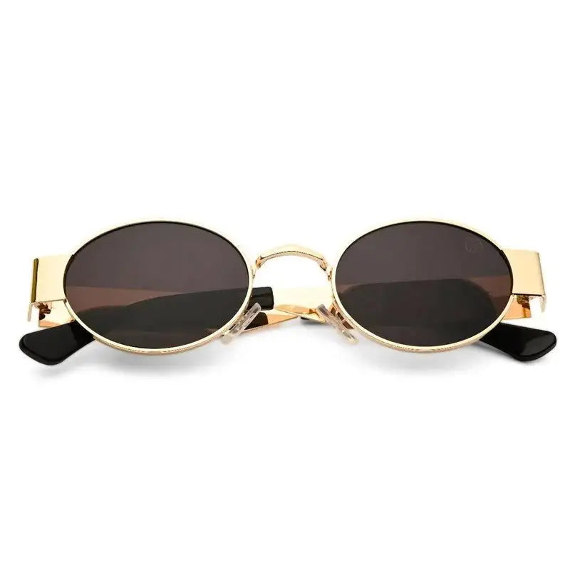 Liora | Gold Small Full Rim Oval Sunglasses for Women [UV-protected]