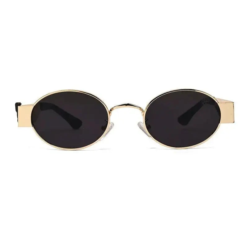 Liora | Gold Small Full Rim Oval Sunglasses for Women [UV-protected]