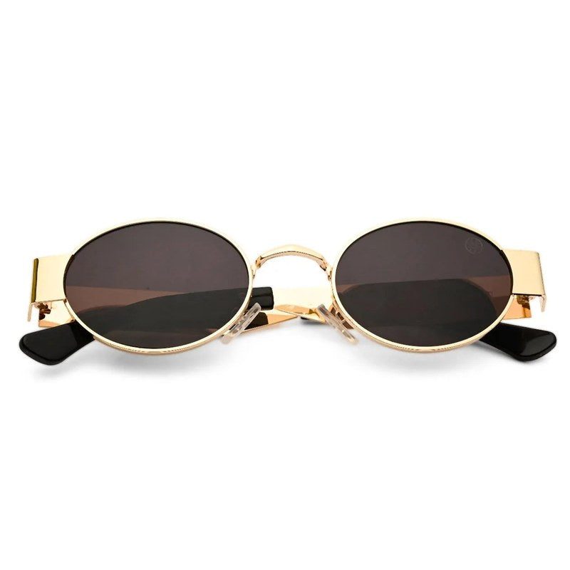 Liora | Gold Small Full Rim Oval Sunglasses for Women [UV-protected]