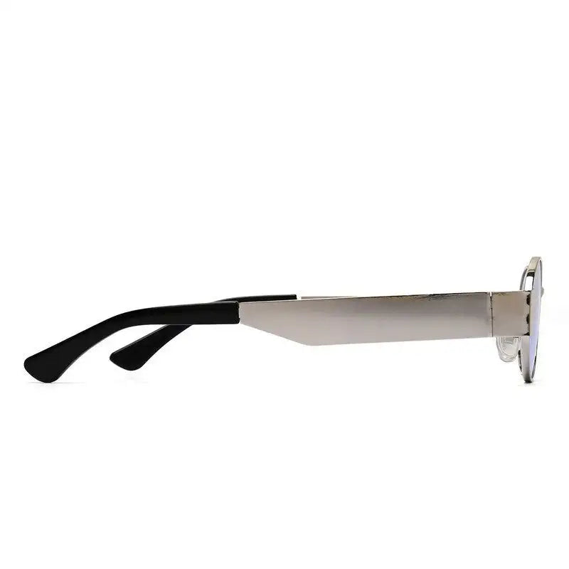 Liora | Silver Small Full Rim Oval Sunglasses for Women [UV-protected]