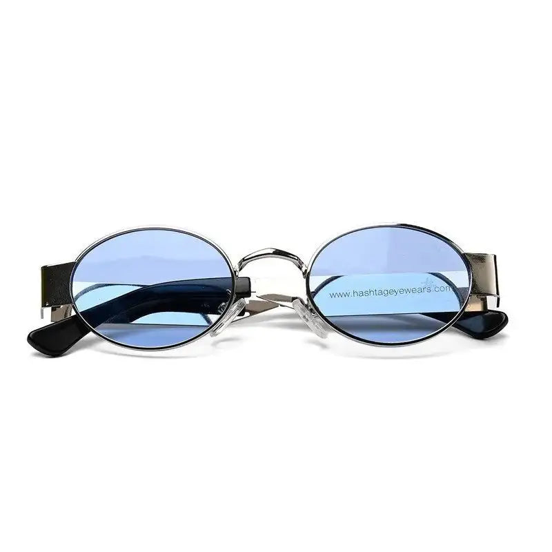 Liora | Silver Small Full Rim Oval Sunglasses for Women [UV-protected]