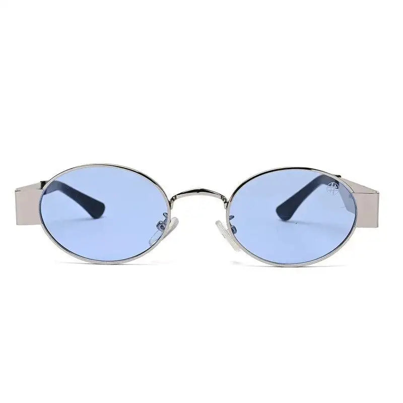 Liora | Silver Small Full Rim Oval Sunglasses for Women [UV-protected]