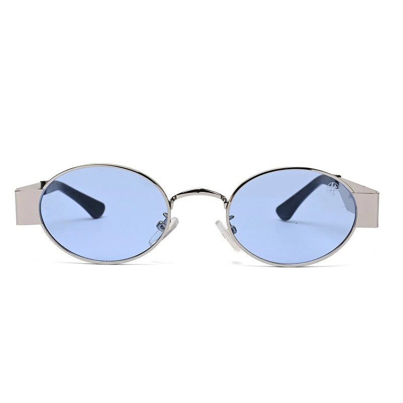 Liora Silver Small Full Rim Oval Sunglasses for Women — Hashtag Eyewears