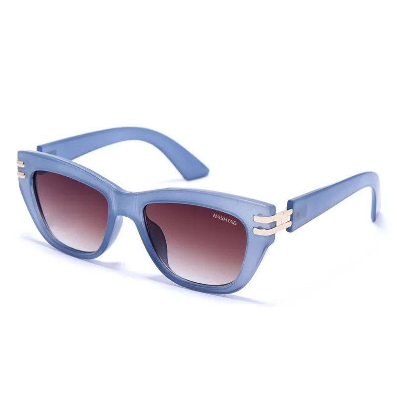 Lucid Blue and Golden Large Full Rim Square Sunglasses for Women — Hashtag Eyewears