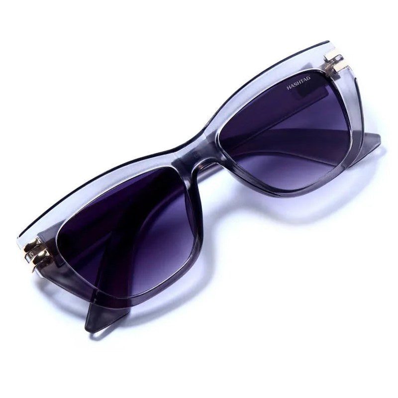 Lucid | Grey and Golden Large Full Rim Square Sunglasses for Women [UV-protected]