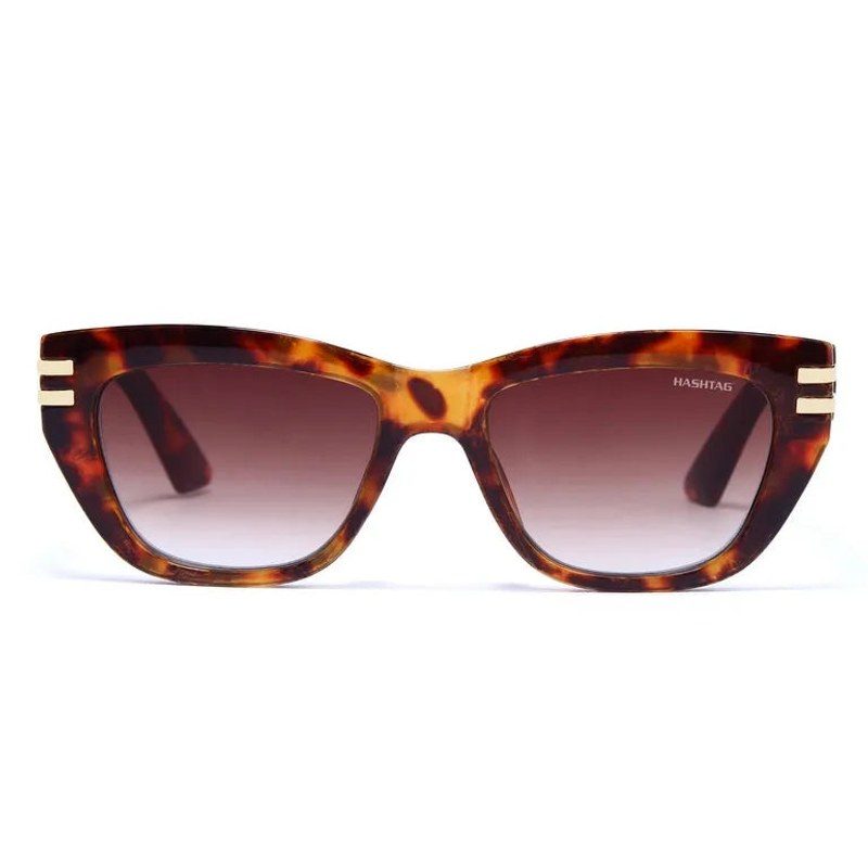 Lucid | Havana and Golden Large Full Rim Square Sunglasses for Women [UV-protected]
