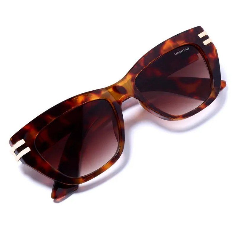 Lucid | Havana and Golden Large Full Rim Square Sunglasses for Women [UV-protected]