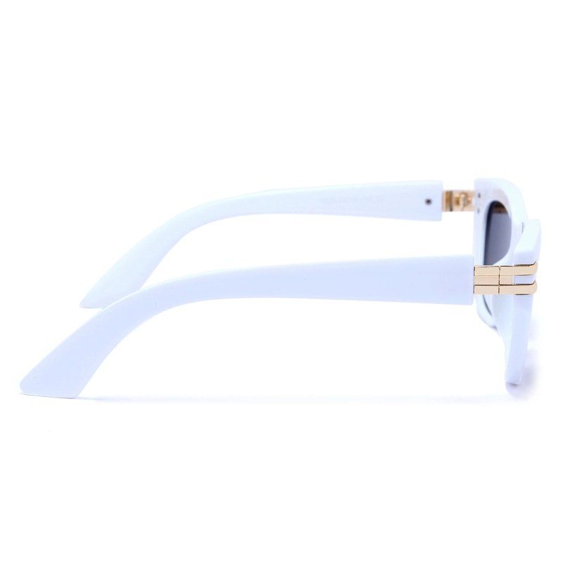 Lucid White and Golden Large Full Rim Square Sunglasses for Women — Hashtag Eyewears