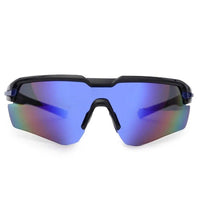 Lumina Black/Blue Large Half Rim Shield Sports Sunglasses for Men & Women — Hashtag Eyewears