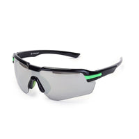 Lumina Black/Green Large Half Rim Shield Sports Sunglasses for Men & Women — Hashtag Eyewears