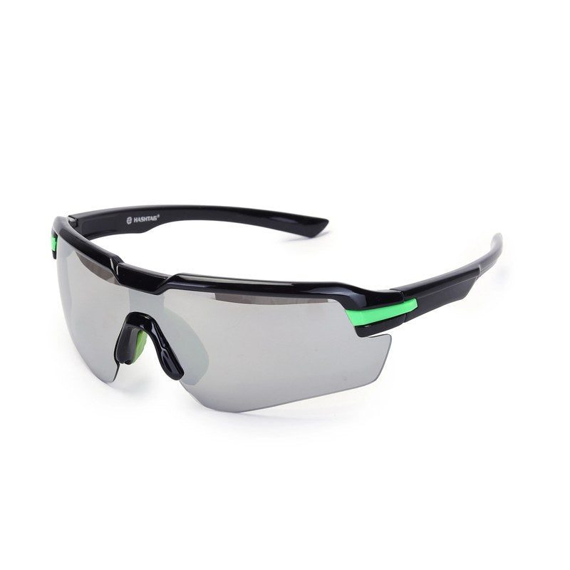 Lumina Black/Green Large Half Rim Shield Sports Sunglasses for Men & Women — Hashtag Eyewears