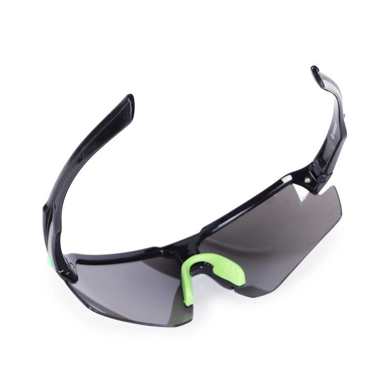 Lumina | Black/Green Large Half Rim Shield Sports Sunglasses for Men & Women [UV-protected]