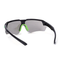 Lumina Black/Green Large Half Rim Shield Sports Sunglasses for Men & Women — Hashtag Eyewears
