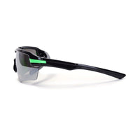 Lumina Black/Green Large Half Rim Shield Sports Sunglasses for Men & Women — Hashtag Eyewears