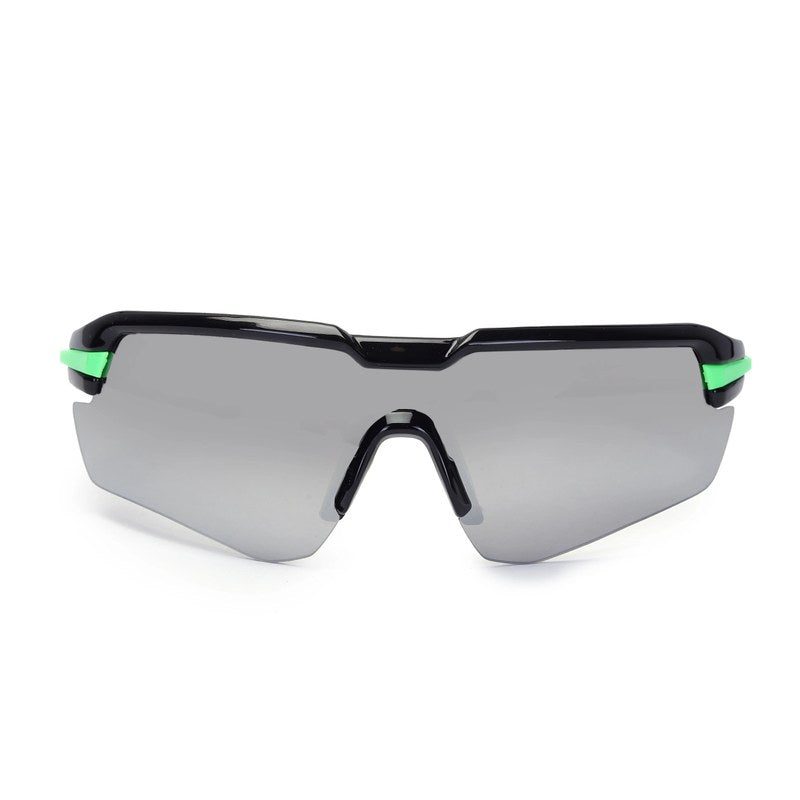 Lumina | Black/Green Large Half Rim Shield Sports Sunglasses for Men & Women [UV-protected]