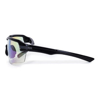 Lumina Black/Grey Large Half Rim Shield Sports Sunglasses for Men & Women — Hashtag Eyewears