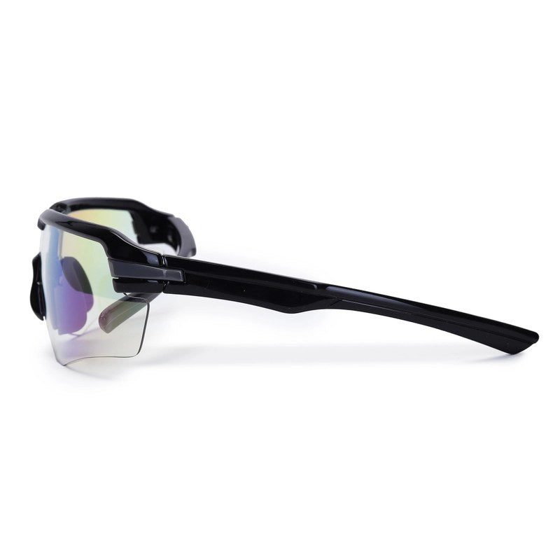 Lumina | Black/Grey Large Half Rim Shield Sports Sunglasses for Men & Women [UV-protected]