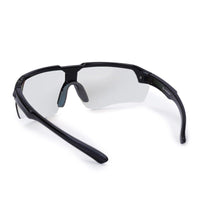 Lumina Black/Grey Large Half Rim Shield Sports Sunglasses for Men & Women — Hashtag Eyewears