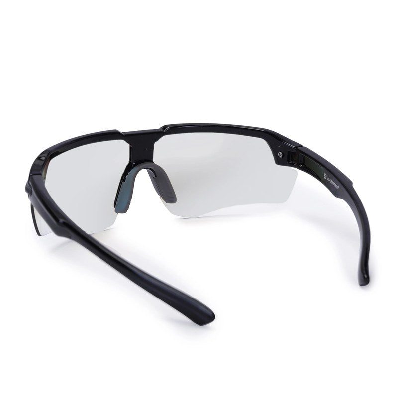 Lumina | Black/Grey Large Half Rim Shield Sports Sunglasses for Men & Women [UV-protected]