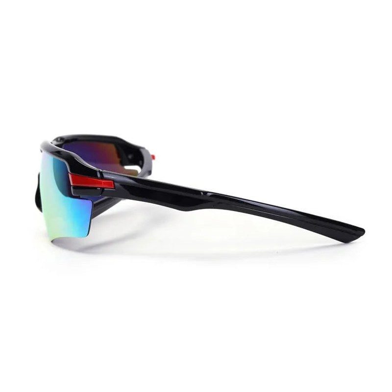 Lumina | Black/Red Large Half Rim Shield Sports Sunglasses for Men & Women [UV-protected]