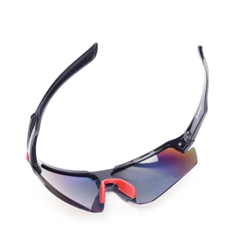 Lumina | Black/Red Large Half Rim Shield Sports Sunglasses for Men & Women [UV-protected]