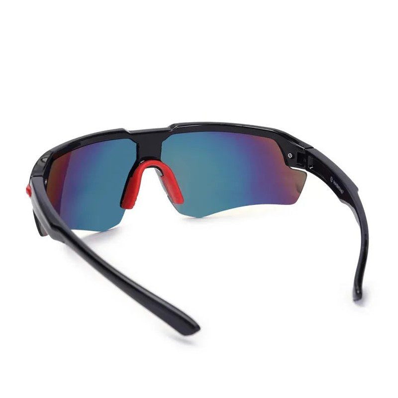 Lumina | Black/Red Large Half Rim Shield Sports Sunglasses for Men & Women [UV-protected]