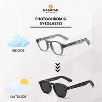Lumishift | Transparent Greenish Grey Medium Full Rim Square Computer Glasses for Men & Women [Photochromic]