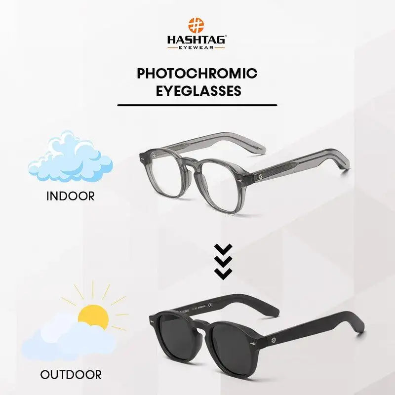 Lumishift | Transparent Greenish Grey Medium Full Rim Square Computer Glasses for Men & Women [Photochromic]