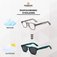 Lumishift | Transparent Grey Medium Full Rim Square Computer Glasses for Men & Women [Photochromic]