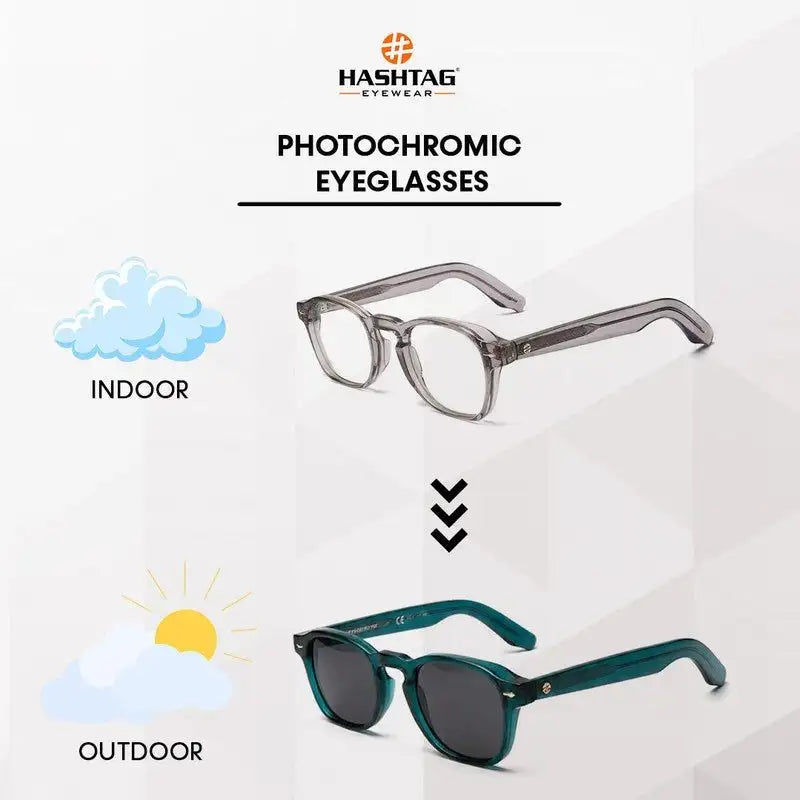 Lumishift | Transparent Grey Medium Full Rim Square Computer Glasses for Men & Women [Photochromic]