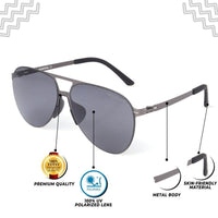 Lumisyn Grey Large Full Rim Aviator Sunglasses for Men — Hashtag Eyewears
