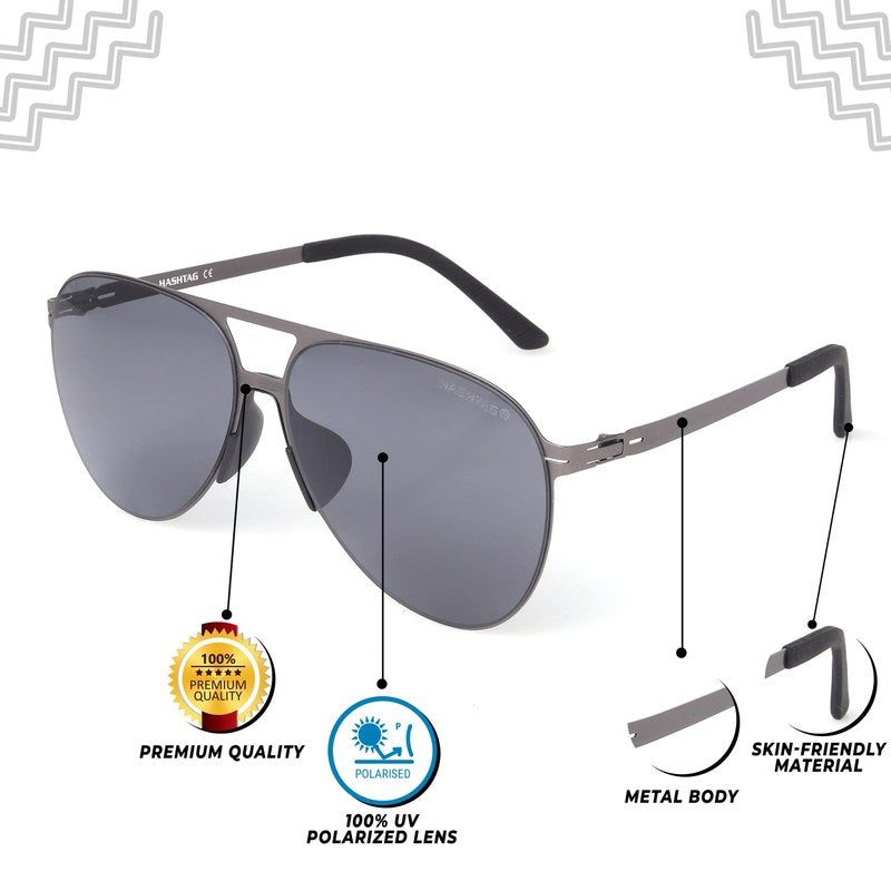 Lumisyn Grey Large Full Rim Aviator Sunglasses for Men — Hashtag Eyewears