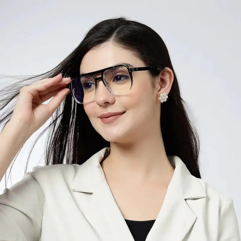Lumnos | Gradient Black Medium Full Rim Square Computer Glasses for Men & Women [Blue Block]