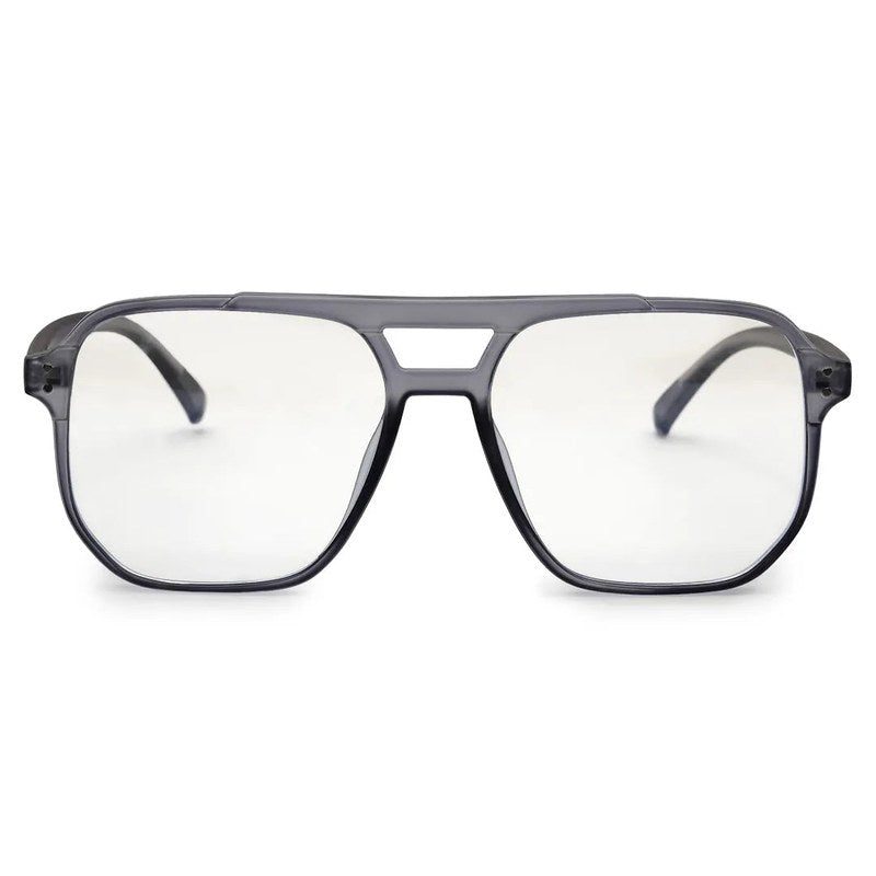 Lumnos | Grey Medium Full Rim Square Computer Glasses for Men & Women [Blue Block]