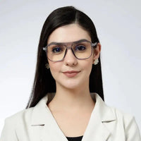 Lumnos | Grey Medium Full Rim Square Computer Glasses for Men & Women [Blue Block]