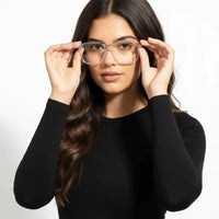 Lumnos | Transparent Small Full Rim Square Computer Glasses for Men & Women [Blue Block]