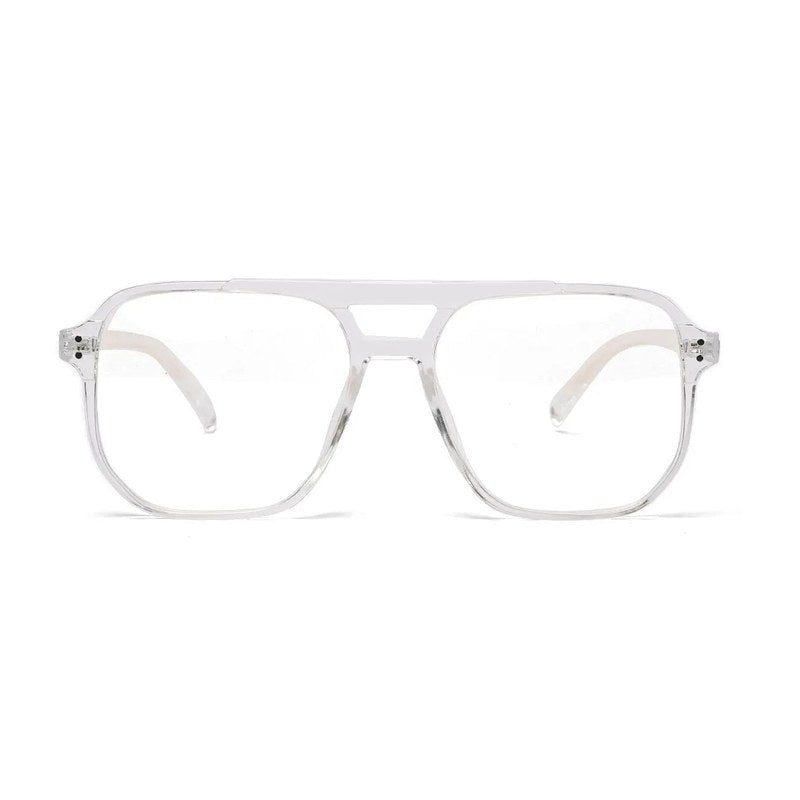 Lumnos | Transparent Small Full Rim Square Computer Glasses for Men & Women [Blue Block]