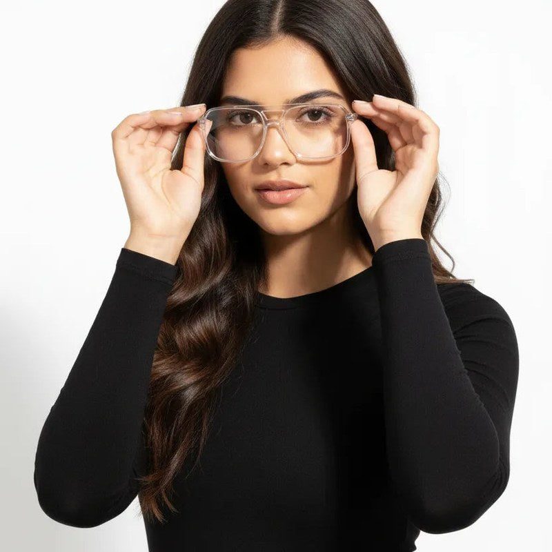 Lumnos Transparent Small Full Rim Square Computer Glasses for Men & Women — Hashtag Eyewears