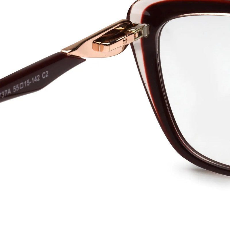 Luxury Golden-Dark Red Medium Full Rim Cateye Eyeglasses for Women — Hashtag Eyewears