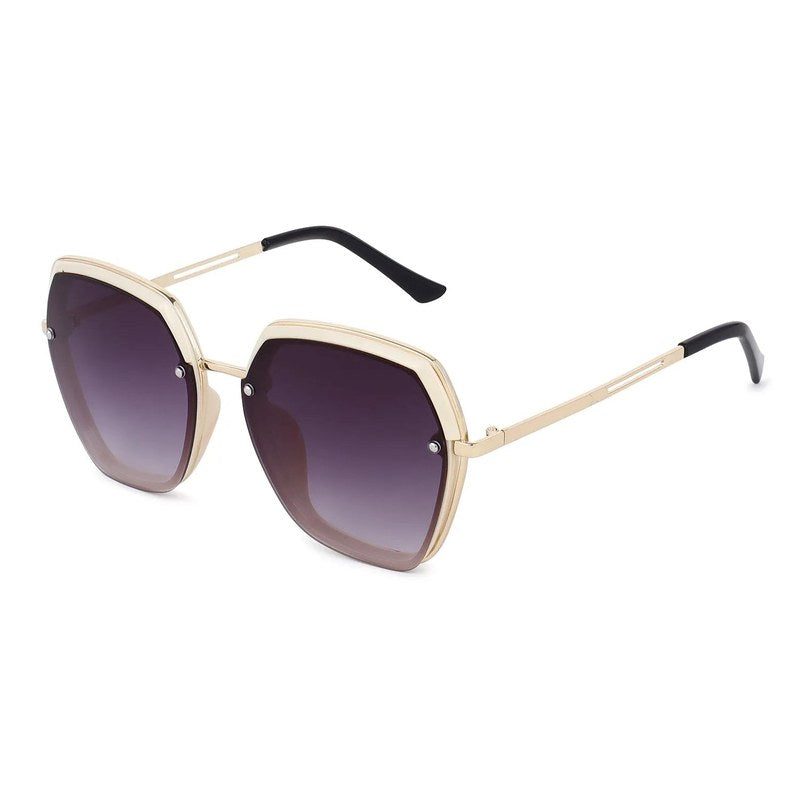 Lyra Gradient Purple Large Full Rim Hexagonal Sunglasses for Women — Hashtag Eyewears