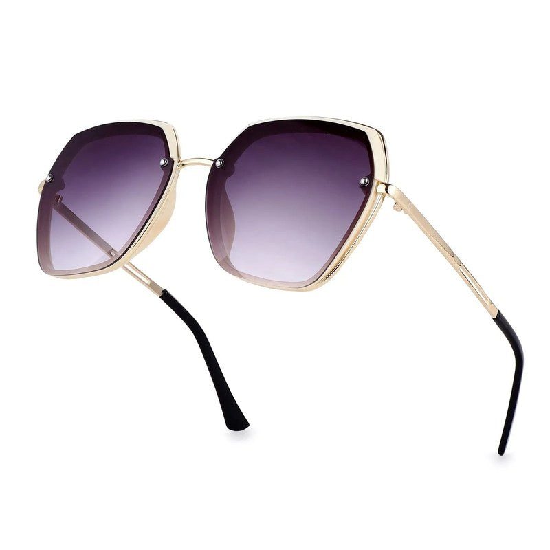 Lyra Gradient Purple Large Full Rim Hexagonal Sunglasses for Women — Hashtag Eyewears