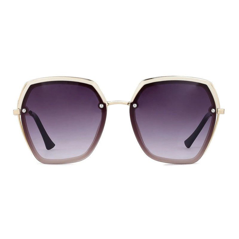 Lyra Gradient Purple Large Full Rim Hexagonal Sunglasses for Women — Hashtag Eyewears