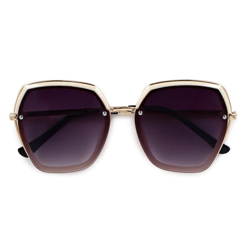 Lyra Gradient Purple Large Full Rim Hexagonal Sunglasses for Women — Hashtag Eyewears
