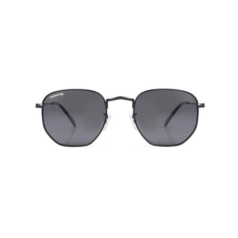 Lyraen Black Medium Full Rim Hexagonal Sunglasses for Men & Women — Hashtag Eyewears