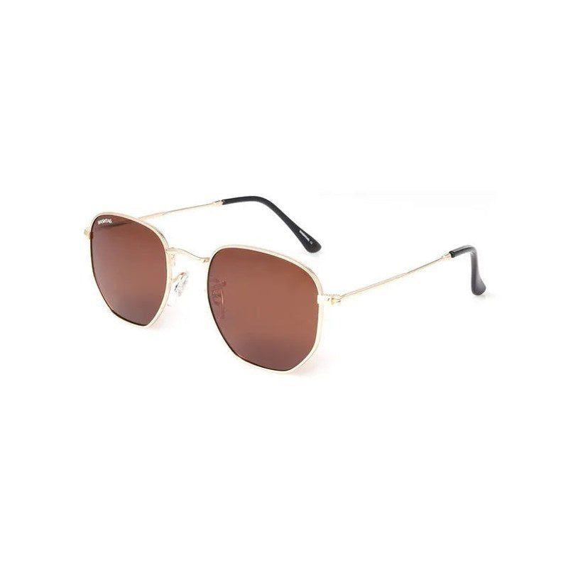 Lyraen Brown Medium Full Rim Hexagonal Sunglasses for Men & Women — Hashtag Eyewears