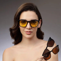 Lyria Black Medium Full Rim Square Clip-on for Men — Hashtag Eyewears