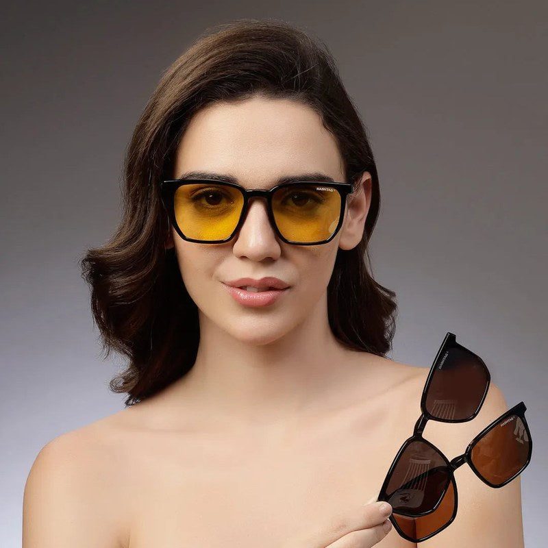 Lyria Black Medium Full Rim Square Clip-on for Men — Hashtag Eyewears