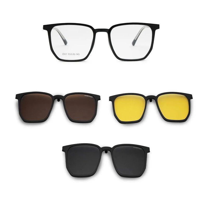 Lyria Black Medium Full Rim Square Clip-on for Men — Hashtag Eyewears