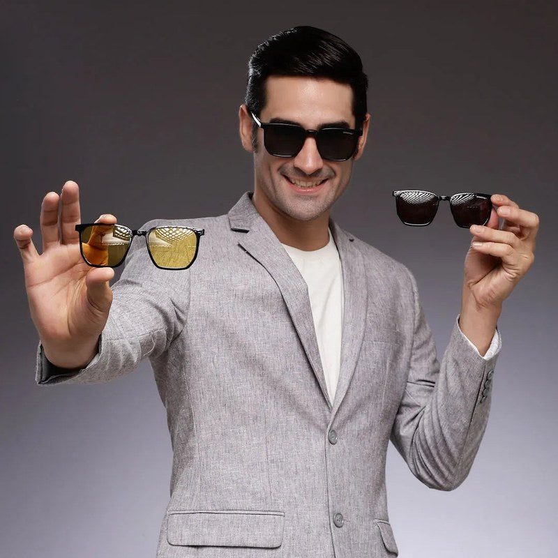 Lyria Black Medium Full Rim Square Clip-on for Men — Hashtag Eyewears