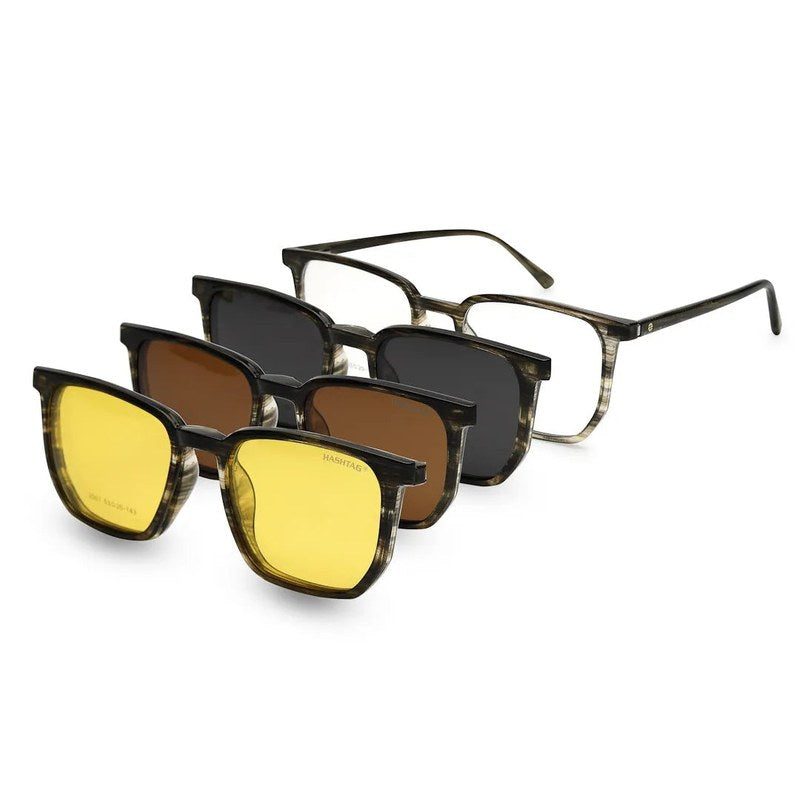 Lyria Smoke Medium Full Rim Square Clip-on for Men — Hashtag Eyewears